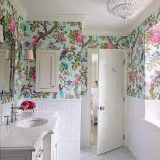 Bathrooms design that will astonish you ⇒ decorating a bathroom could be a pleasant task. 19 Beautiful Wallpapered Bathrooms