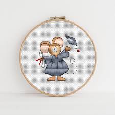 Furry Tales Graduate Mouse Cross Stitch Pattern