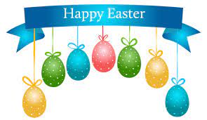 Happy Easter Banner With Hanging Eggs Transparent Png Clip Art Image Happy Easter Banner Banner Clip Art Easter Banner