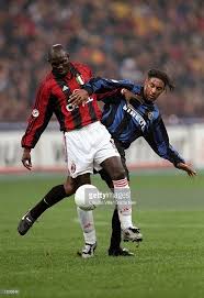 George Weah Of Ac Milan Holds Off Ousmane Dabo Of Inter Milan During Ac Milan George Weah Milan