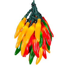 Novelty Lights Chili Pepper Cluster Light Set 35 Multicolored Lights Green Wire Christmas Lights Etc Christmas Lights Etc Novelty Lights Cluster Lights