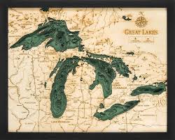Great Lakes 3 D Nautical Wood Chart 16 X 20