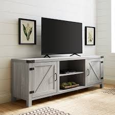 This hemnes entertainment center was a resent install. Customer Favorite Woven Paths Farmhouse Barn Door Tv Stand For Tvs Up To 80 Stone Grey Accuweather Shop