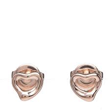 Tiffany inspired 925 sterling silver daisy flower two tone stud, post earrings. Tiffany 18k Rose Gold 7mm Elsa Peretti Open Heart Earrings 364201 Fashionphile