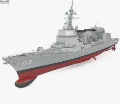 3d Model Of Akizuki Class Destroyer Warship Model Model Warships 3d Model