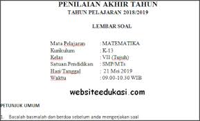 Kecamatan a= 50 pengelola, kecamatan b= 80 pengelola, dan kecamatan c=70 pengelola. Soal Pat Ukk Matematika Kelas 7 K13 Terbaru Soal Terbaru