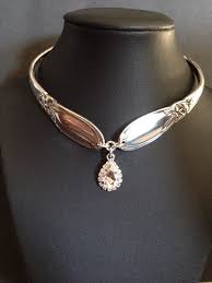 Choker Created From 2 Antique Iced Tea Spoons From The 30s Pattern Called White Ochid Fork Jewelry Spoon Jewelry Silverware Jewelry