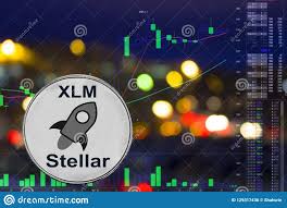 Coin Cryptocurrency Xlm On Night City Background And Chart