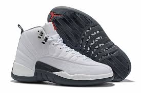 Jordan 12 Black Red White 2019 New Air Jordan 12 Dark Grey White Dark Grey Gym Red 130690 160 Air Jordans Jordans For Men Jordan 12 Shoes