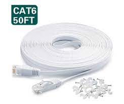 Ethernet Cable 50 Ft Cat6 Internet Cable Flat Network Lan Patch Cord White With Clips Snagless Rj45 Ethernet Cable Patch Cord Network Switch