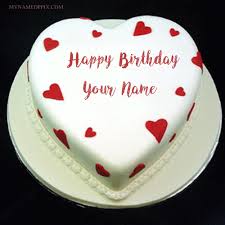 Get unique birthday cakes design ideas for girlfriend, father. Write Girlfriend Name Beautiful Heart Shaped Birthday Cake Pics My Name Pix Cards
