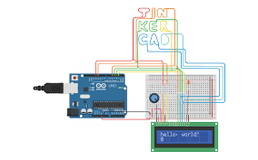 Arduino Lcd With Tinkercad Wires Arduino Arduino Lcd Electronics Projects