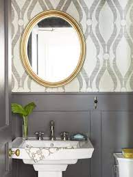 Bathroom ideas photo gallery pinterest wallpaper. Sophisticated Bathroom Wallpaper Powder Room Wallpaper Glamorous Bathroom Painted Wainscoting