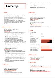 For all these jobs mathematical knowledge, skills like bookkeeping and familiarity with software that they use is mandatory. Payroll Manager Resume Example Kickresume