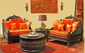 Traditional Indian Living Room Carved Sofas Rich Cushions Fabric Artwork Indian Living Rooms Indian Furniture Indian Home Decor