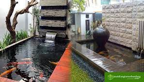 Kolam di dalam kotak terlihat simple dan praktis. Ide Model Kolam Ikan Minimalis Depan Rumah Lahan Sempit Jasa Tukang Taman Bandung
