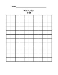 1st Grade Blank 1 To 120 Grid Chart Writing Numbers 120