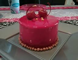 Entremet Coeur Mousse Menthe Citron Vert Insert Cremeux Framboise Gelee De Framboise Et De Menthe Dacquoise Noisette Feuilletine Chocolat Blanc Miroir Roug
