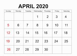 Calendar For April 2020 In 2020 Calendar For April Printable Calendar Template Calendar Template