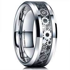 8mm Unisex Or Men S Tungsten Carbide Wedding Ring Band Silver Band With Silver Watch Gear Re Tungsten Carbide Wedding Rings Rings For Men Mens Wedding Rings