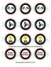 Motocross Theme Cupcake Toppers Birthday Party Printable Etsy In 2021 Themed Cupcakes Race Car Birthday Party Car Themed Parties