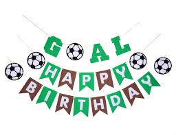Football soccer birthday party printables supplies & decorations. Back To School Soccer Theme Party Supplies Kit 1 Happy Birthday Banner Green And Coffee And 1 Goal Banner Decorations And Favors For Kids Boys Girls Sports Party Wall Decor Buy Online In Slovenia At