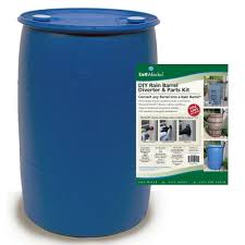 Earthminded 55 Gal Blue Plastic Drum Diy Rain Barrel Bundle With Diverter System Pth0935 The Home Depot Rain Barrel Plastic Drums Barrel