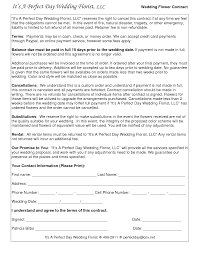 Wedding Flower Contracts Wedding Florist Contract Template Florist
