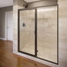 Basco Deluxe 47 In X 68 5 8 In Framed Pivot Shower Door In Oil Rubbed Bronze With Aquaglidexp Clear Glass Shower Doors Framed Shower Door Frameless Shower Enclosures