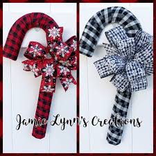 Black And White Buffalo Plaid Ribbon Walmart Candy Cane Decoration Black And White Buffalo Plaid Etsy Candy Cane Decorations Candy Cane Wreath Diy Candy Cane Ornament