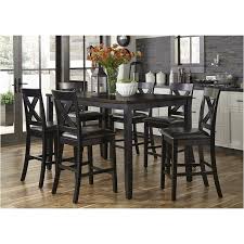 Simple, linear design gives this set a more trendy feel, while the dark chestnut finish and gray linen upholstery provide a warm and comfortable look and feel to each piece in this set. 464 Cd 7gts Liberty Furniture 7 Piece Gathering Table Set