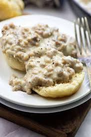 Image result for sausage gravy biscuits