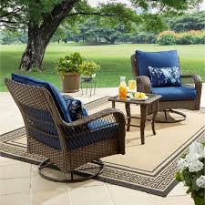 3 Piece Outdoor Chat Conversation Chair Table Set Coffee Tea Home Outdoor Blue Outdoor Patio Furniture Patio Furniture Sets Resin Patio Furniture
