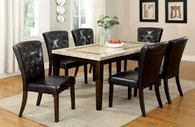7 Pc Lisbon I Contemporary Style Dark Walunt Finish Wood Marble Top Dining Table With An Accen Dining Table Marble Marble Dining Contemporary Dining Table Set