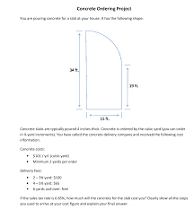 Get quotes from concrete contractors near me. Solved Concrete Ordering Project You Are Pouring Concrete For A Slab At Your House It Has The Following Shape 34 Ft 19 Ft Lt 15 Ft Concrete Course Hero