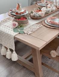 Table Runner Crotchet Runner Farmhouse Table Rustic Table Farmhouse Table Runner In 2020 Farmhouse Table Runners Wooden Dining Room Table Crochet Home Decor