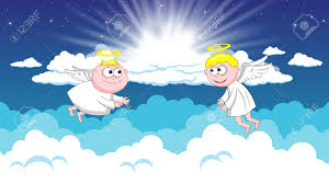 Imagenes de angeles en el cielo. Dos Angeles Sonrientes Que Vuelan En El Cielo Fotos Retratos Imagenes Y Fotografia De Archivo Libres De Derecho Image 47747198