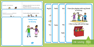 This is my first year teaching, and i could really use some advice in this area. Taking Turns At Nursery Social Situation Teacher Made