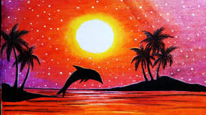 How To Draw Scenery Of Sunset With Oil Pastel Step By Step Easy Draw Youtube This drawing is this page→takabow.deviantart.com/art/sun… can you understand my english?
