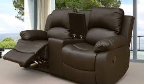 Lovesofas Valencia 2 Seater Leather Recliner Sofa With Drinks Console In Brown Amazon Co Uk Kitchen Home Reclining Sofa Recliner Sofa Design