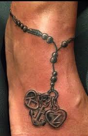 20 Heart Ankle Bracelet Tattoo A nice bracelet tattoo idea would be to have the initials of your name (or your loved one's names) hanging ankle bracelet tattoos with charms. 20 heart ankle bracelet tattoo