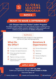 Opportunities For Indonesians On Twitter Job Vacancy Shopee Indonesia S Global Leaders Program Glp 2020 Details Https T Co Qddnytndvt Opportunitiesforid Jobvacancy Jobs Lowongankerja Loker Shopee Indonesia Globalleadersprogram Https