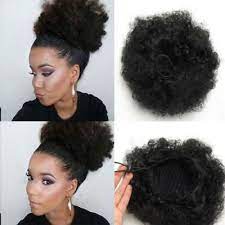 Short Afro Curly Synthetic Hair Ponytail Elastic Drawstring With Clips Ponytail Hair Puff Afro Hair Bun Ponytail Hairstyles
