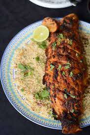 Roasted Spicy Golden Trout With Arabian Rice Delicious Seafood Recipes Seafood Recipes Trout Recipes