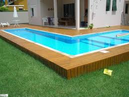 Piscina De Fibra Com Deck De Madeira Piscina Pequena Com Deck Jardim Com Piscina Piscina Pequena