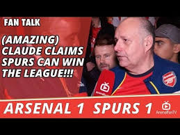 Callegari was part of a group of arsenal fans that were filmed for a watchalong for sunday's north london derby. Amazing Claude Claims Spurs Can Win The League Arsenal 1 Spurs 1 Video Dailymotion