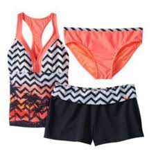 Girls 7 16 Plus Size Zeroxposur Chevron Palm Tree 3 Pc Tankini Swimsuit Set Swimsuit Set Girls Sports Clothes Tankini