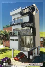 3 Floor Contemporary Narrow Home Design Kerala Home Kerala House Design Narrow Lot House Plans Narrow Lot House