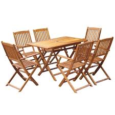 Vidaxl 5 piece garden dining set solid teak wood. Vidaxl Solid Acacia Wood Outdoor Dining Set 7 Piece Folding Table Armchairs Buy Online In Angola At Angola Desertcart Com Productid 67656218