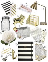Black And White Office Desk Accessories Black White Gold Office Decor White Gold Office White Office Decor Gold Office Decor